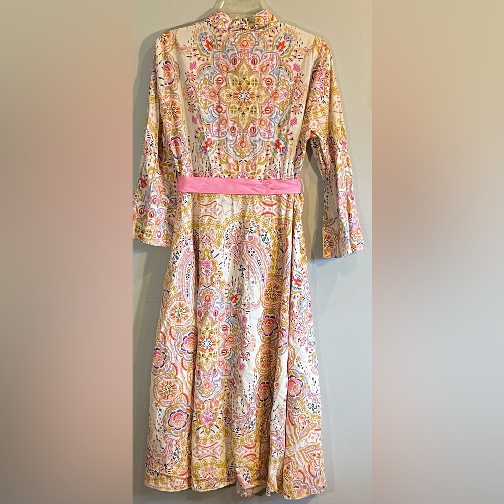 Zara Printed 100% Cotton Shirt Dress Midi Length Size XXL - Picture 2 of 9